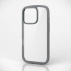 ELECOM iPhone 16 Pro ハイブリッドケース TOUGH SLIM LITE フレームカラー 背面クリア ストラップシート付属 グレー PM-A24CTSLFCGY