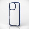ELECOM iPhone 16 Pro ハイブリッドケース TOUGH SLIM LITE フレームカラー 背面クリア ストラップシート付属 ネイビー PM-A24CTSLFCNV