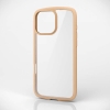 ELECOM iPhone 16ProMax ハイブリッドケース TOUGH SLIM LITE フレームカラー 背面クリア ストラップシート付属 カフェオレ PM-A24DTSLFCBE
