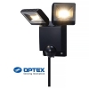 OPTEX LEDセンサーライト ON/OFFタイプ ブラック 2灯型 電球色 2700K 1500lm 防水IP45 LA-23(BL)