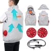 電材堂 空調服 空調ベスト サイズ:L グレー 12V強力ファン付きセット バッテリー別売り FAN03L_set